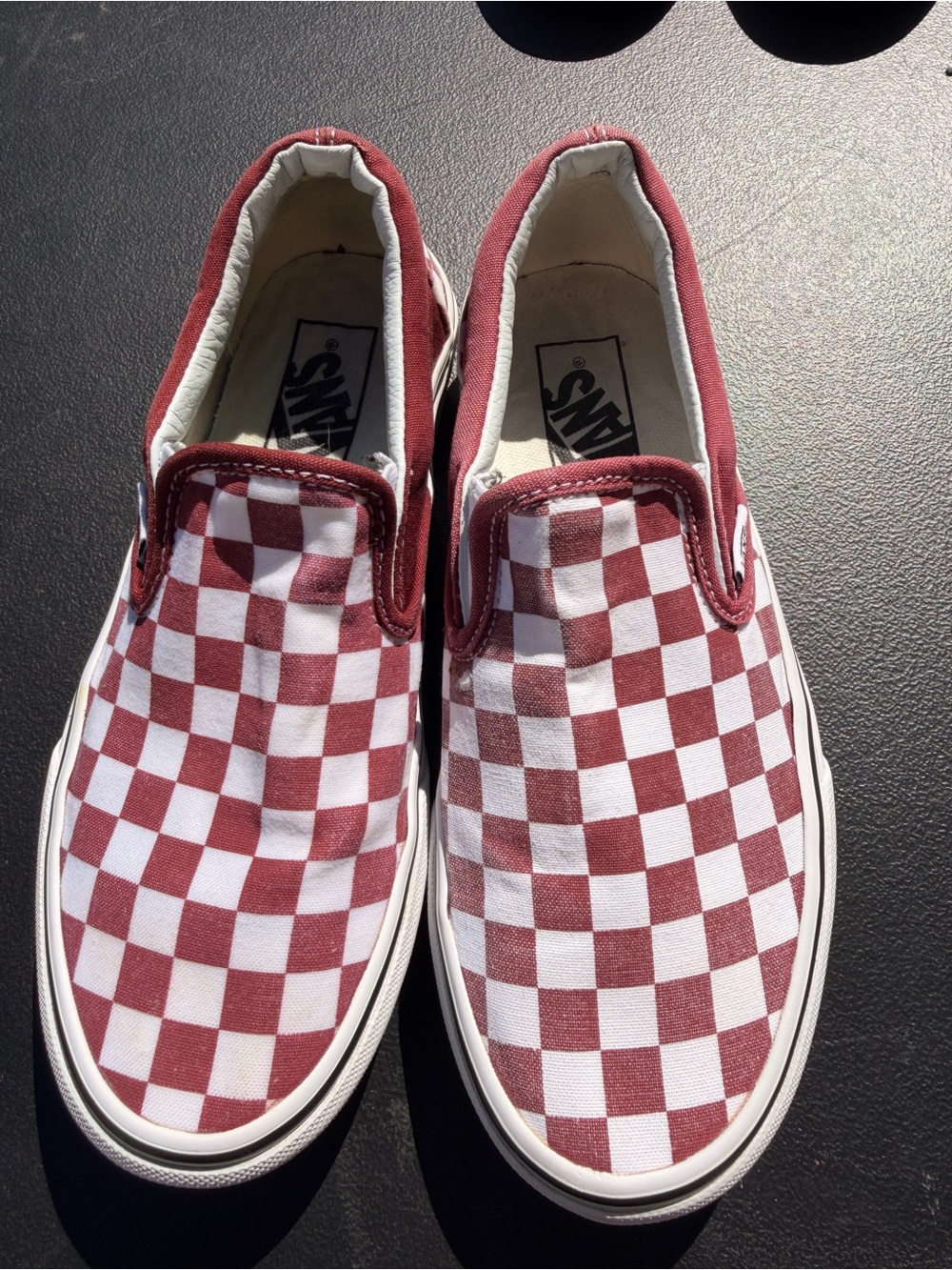 Vans Kids Checkerboard Slip-On Sneakers - Maroon/White